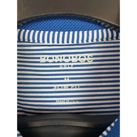 Bonobos Golf Polo Shirt Mens Medium Slim Fit‎ Performance Striped Blue White - Picture 4 of 7